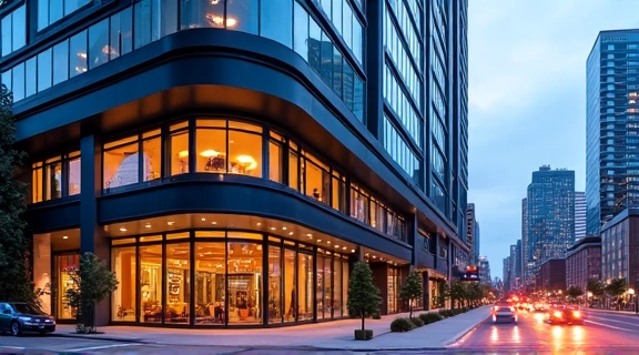 Abstract image of a modern city hotel exterior with a sleek design