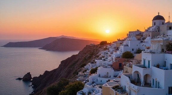 Abstract image of Santorini villas with a breathtaking view